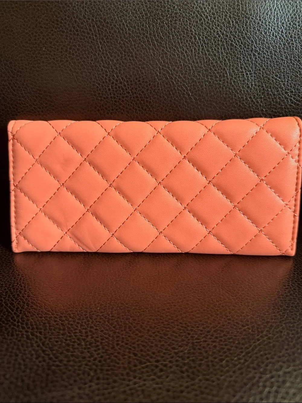 Badgley Mischka Coral Vegan Leather Quilted Slim Wallet